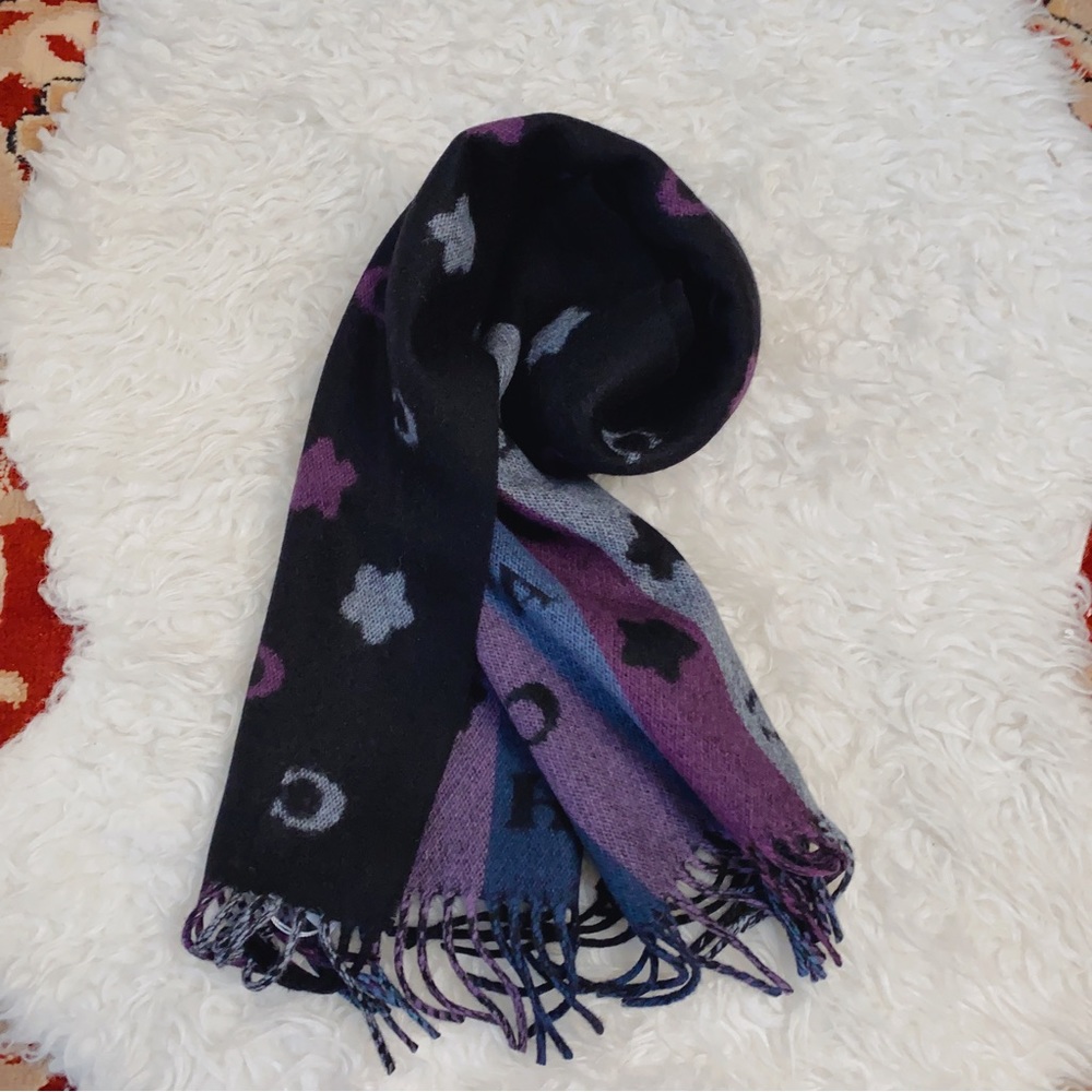 Coach Stars Striped Print wool Muffler/Scarf - Picture 2 of 9